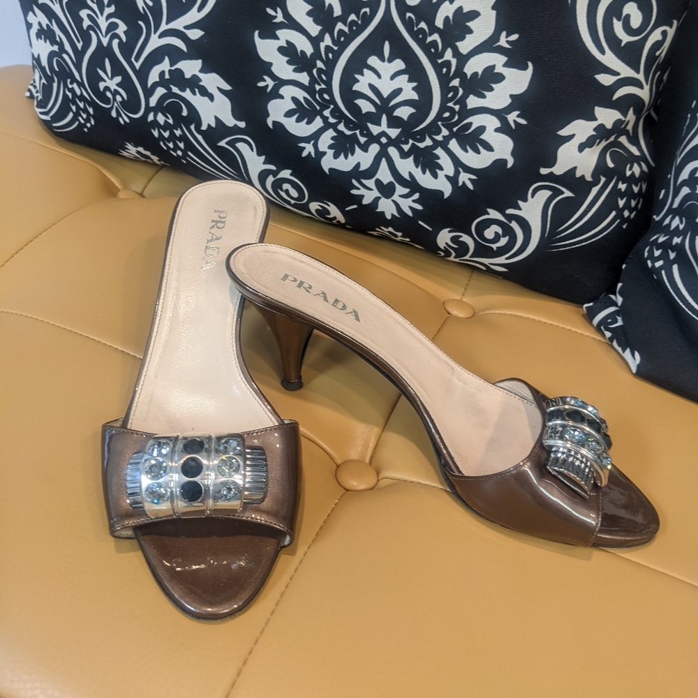 Prada slides size 36.5 with ornate jewel like detail